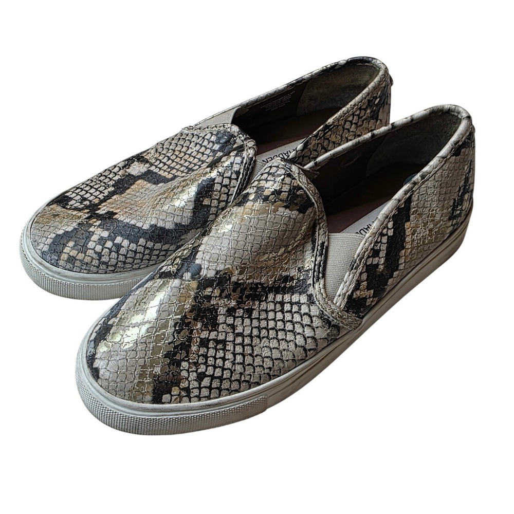 Steve Madden Safary Snakeskin Metallic Gold Slip On Sneakers SAFA01S1 6.5M W1